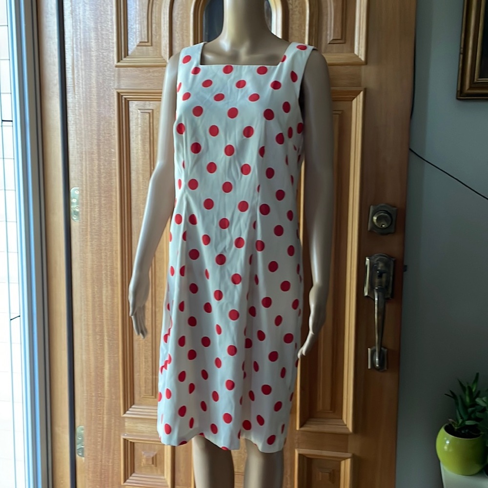 Red and white sleeveless dress